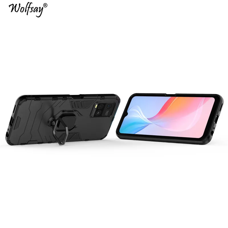 Wolfsay For Vivo Y21 Case, Vivo Y21 Car Holder Armor Cases Hard PC & Soft Silicone Cover for Vivo Y21 Y21s Y20 Y31 Y51 Y72 Y73