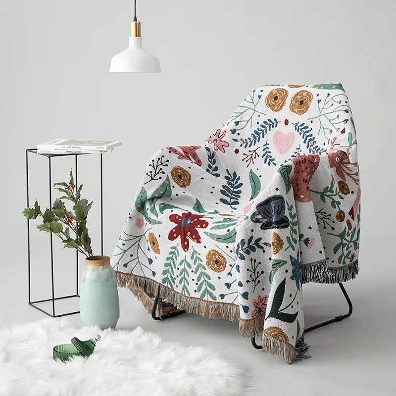 

All Season Warm Tapestry Bedspread Blanket for Bed Plaid on the Couch Lounger Comforter Quilt
