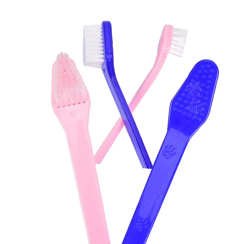 

2Pcs Soft Pet Dog Brush Bad Breath Tartar Teeth Tool Dog dual-end toothbrush pet oral dental 2 sided brush helps reduce plaque