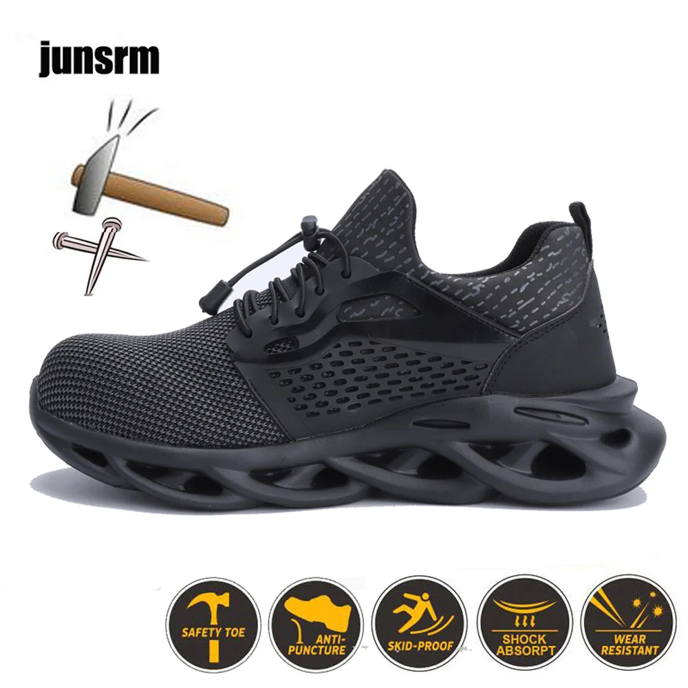 Men's safety shoes lightweight puncture-proof comfortable work shoes boots outdoor breathable steel toe caps anti-smashing