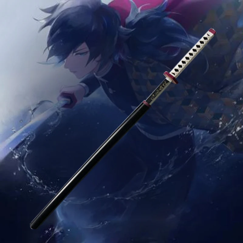 Dämon Slayer Schwert 104cm Waffe Tomioka Giyuu Schwarz Sowrd 1:1 Cosplay Ninja Messer PU Prop Kimetsu keine Yaiba Anime schwert