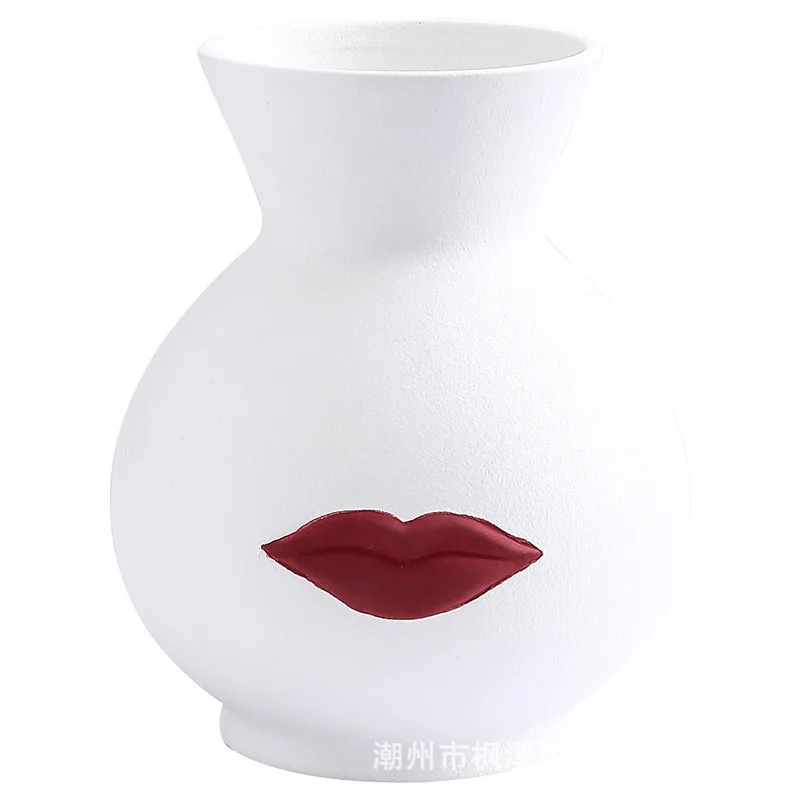 Скандинавская креативная Минималистичная ваза для лица с красными губами