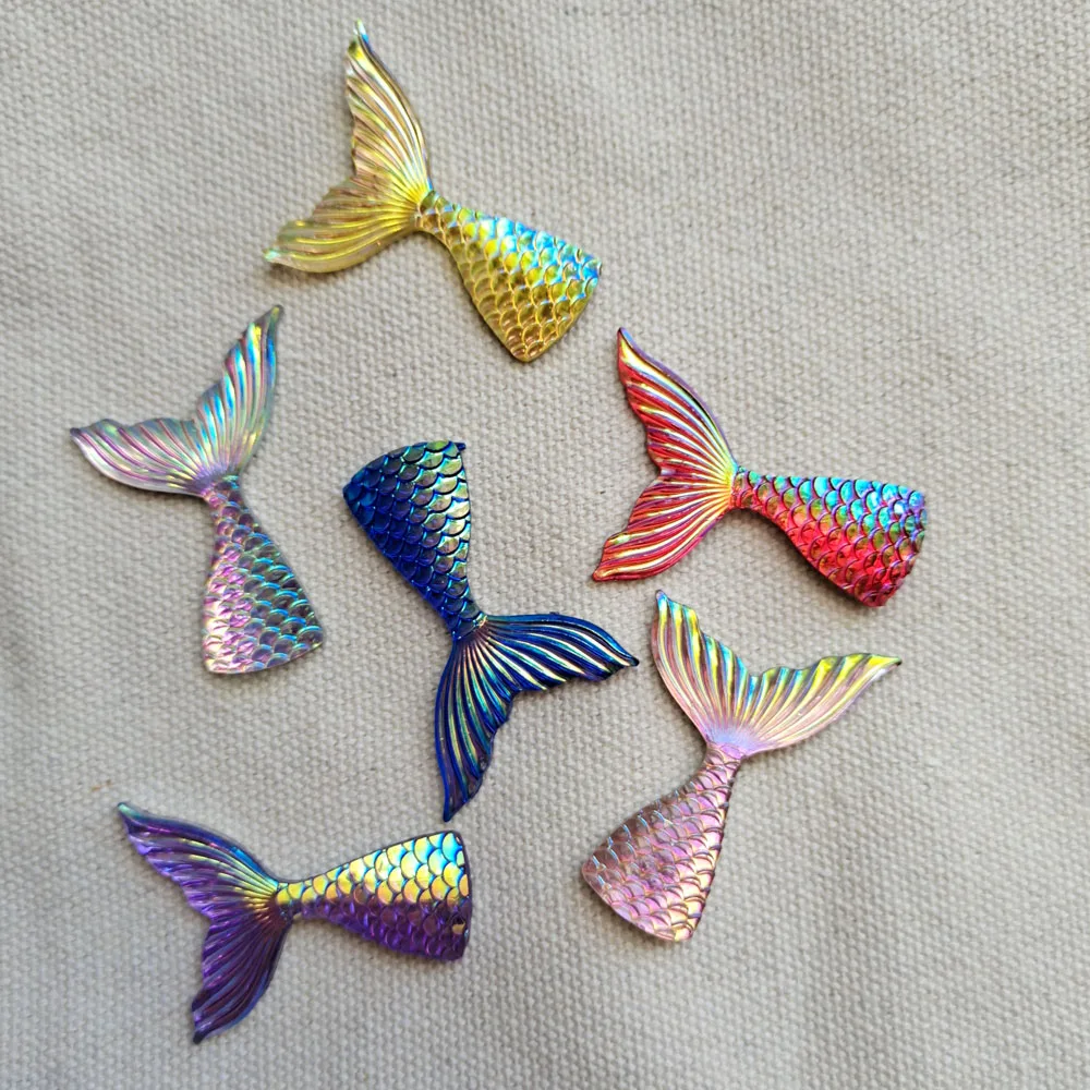 

20pcs/lot lovely flatback resin mermaid tail with ab colors resin cabochons accessories Ornaments