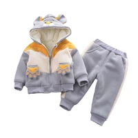 new autumn winter fashion baby boys girls clothes suit children thick hooded coat pants 2pcssets toddler costume kids clothing