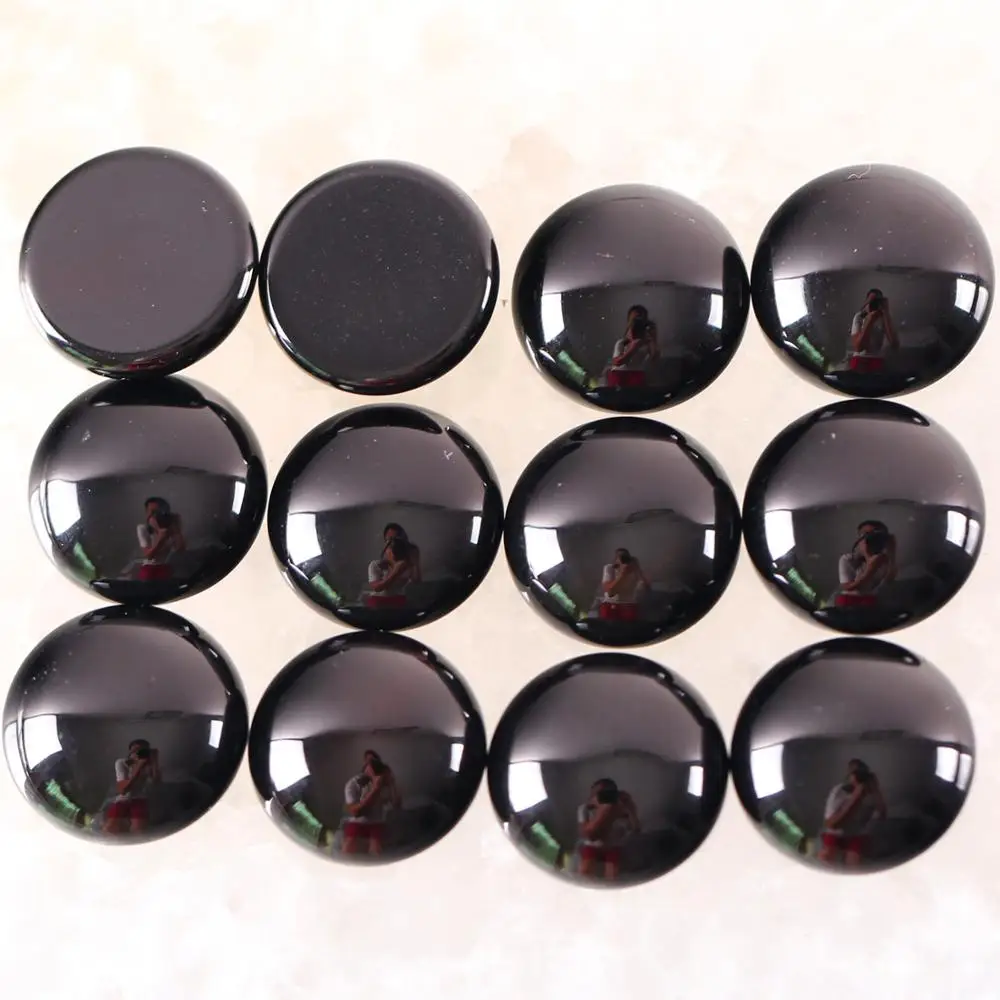 16 мм 12 круглый кабошон кабина натуральный камень черный оникс без просверленных