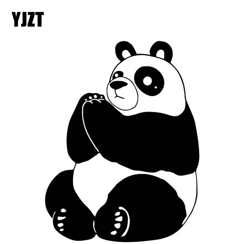 

YJZT 12.5CM*16.3CM Panda Cartoon Lovely Decorate Vinyl Decal Bumper Car Stickers Black/Silver C4-2288