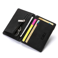 2020 men male pu leather mini small magic wallets ultra thin zipper coin purse pouch plastic credit bank card case holder new