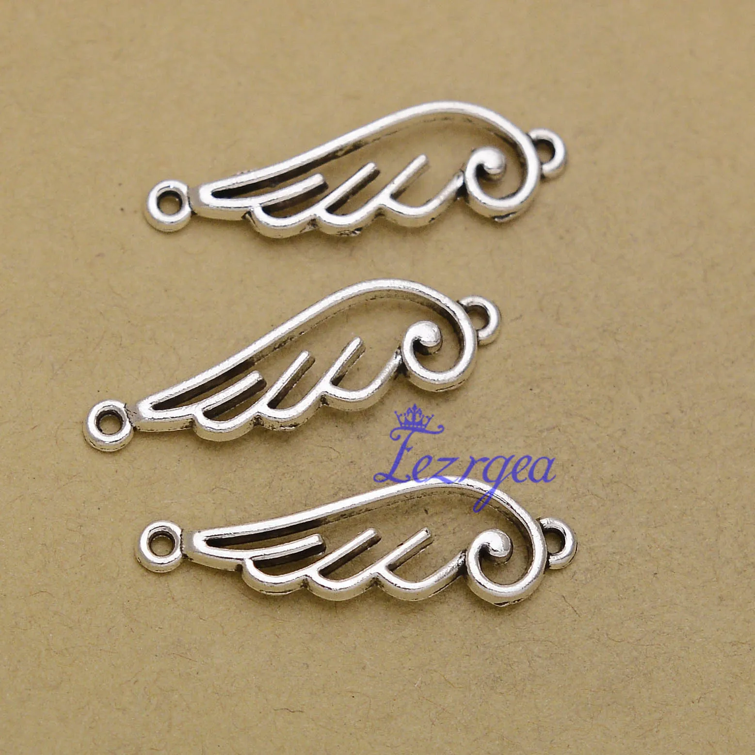 

30pcs/lot--32x10mm Antique Silver Plated Wing Connector Charms Fairy Pendants For DIY Bracelet Supplies Jewelry Accessories