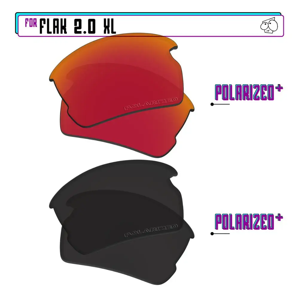 EZReplace Polarized Replacement Lenses for - Oakley Flak 2.0 XL Sunglasses - BlackPPlus-RedPPlus
