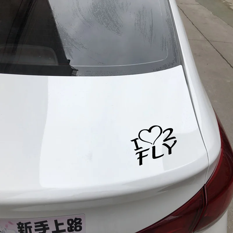 YJZT 15.2CM*11.8CM Creative Words I Love Flying Vinyl Decal Lovely Car Sticker Beautiful Black/Silver C27-1096 | Автомобили и
