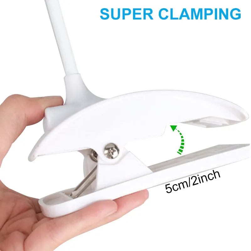 Clip Wireless Table Lamp LED Study Read 3 Modes Touch Eye Protection Folding USB Recharge Bedroom Office Work Desk Light | Освещение