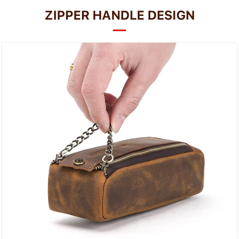 

New Vintage Leather Pen Pencil Bag Case Stationery Organizer for student 831D