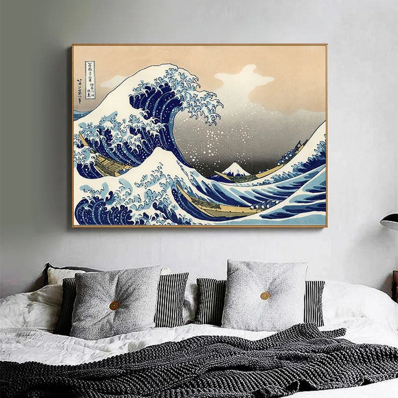 

The Great Wave of Kanagawa Ukiyoe Japanese Art Poster Vintage Living Room Decoration Picture Wall Canvas Print Famous Painting
