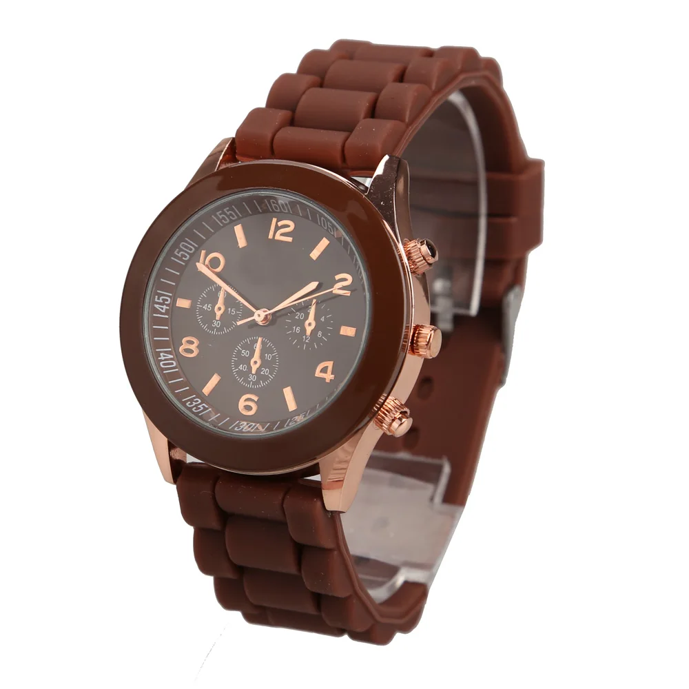 Girl Boy Quartz Wrist Watch with Jelly Candy Color Silicon Watchband Round Dial WristWatch Students Lovers Watches Silicone Gift