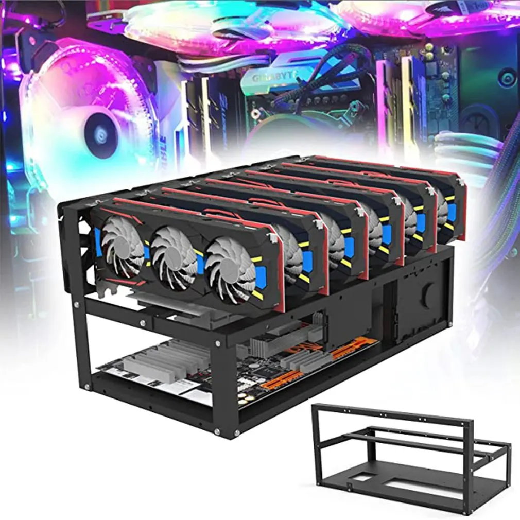 

6GPU Open Ethereum Mining Rack Easy To Install Accessory Tools Sturdy Structure Frame Baking Varnish Craft