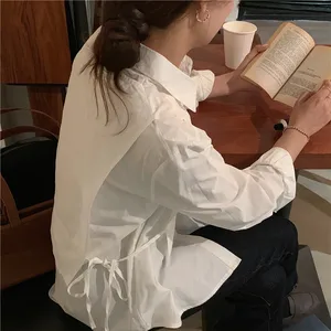 S-XL, новинка, большие размеры, женские блузки, весенние топы, Femme, повседневная женская рубашка с длинным рукавом, хлопковая блузка для девочек, новые Блузы на осень