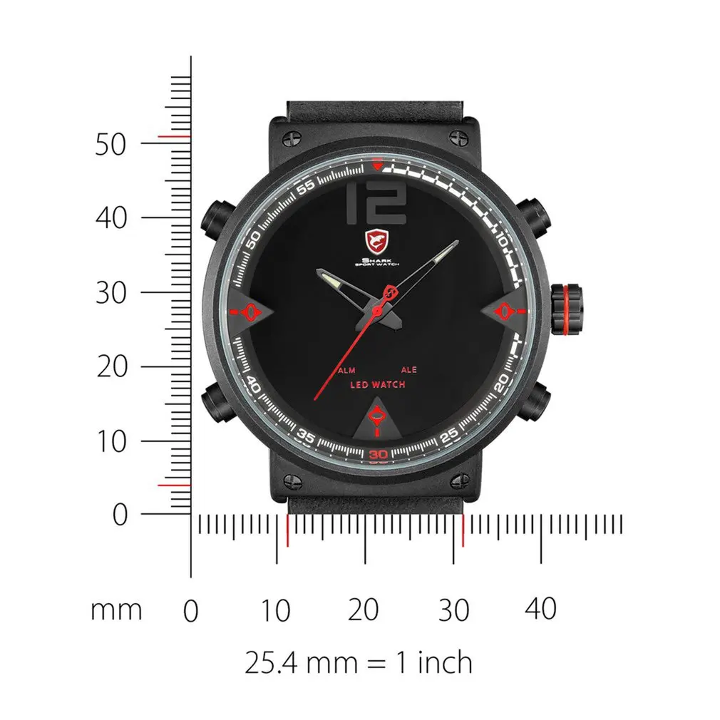 

Bluegray Carpet Shark Sport Watch Black Men's Quartz Digital Analog LED Military Brown Leather Watches Relogio Masculino /SH546