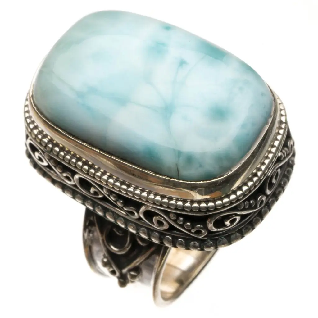 Натуральное Карибское винтажное серебряное кольцо американский размер 6 5