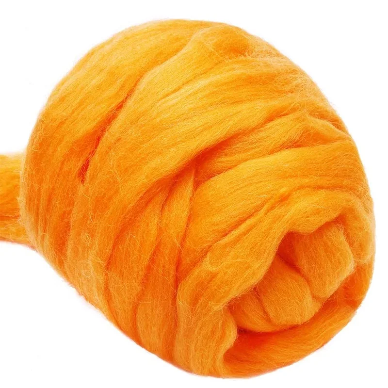 

LMDZ 3.53oz Orange Wool Roving Yarn, Wool Felting Supplies, 100% Pure Wool, Chunky Yarn, Spinning Wool Roving for Felting DIY