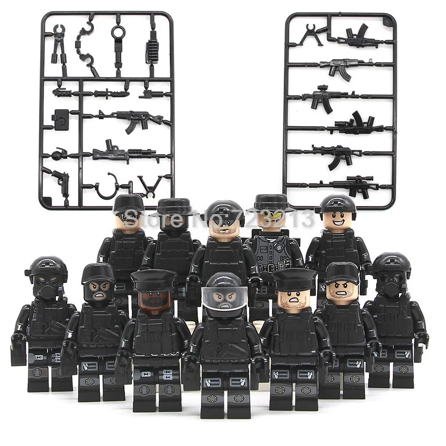 12pcs 5 шт./лот SWAT Ghost Soldier Военный Набор фигурок оружие пистолет строительные блоки наборы модели кирпичи развивающие игрушки для детей - Цвет: 12pcs