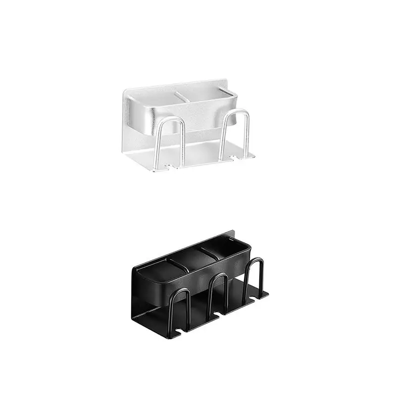 

Wall Mounted Toothbrush Bracket Durable Punch-Free Space Saving Bathroom Aluminum Alloy Toothbrush Storage Holder Black Silver