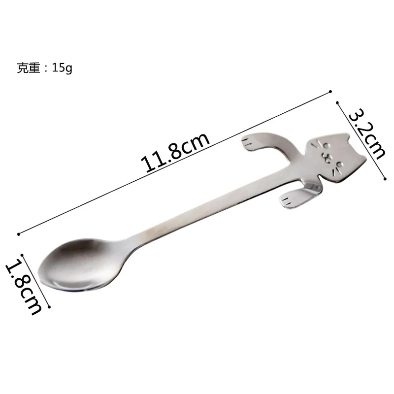 Чайные ложки с милым котом из нержавеющей стали Мультяшные кошка креативное