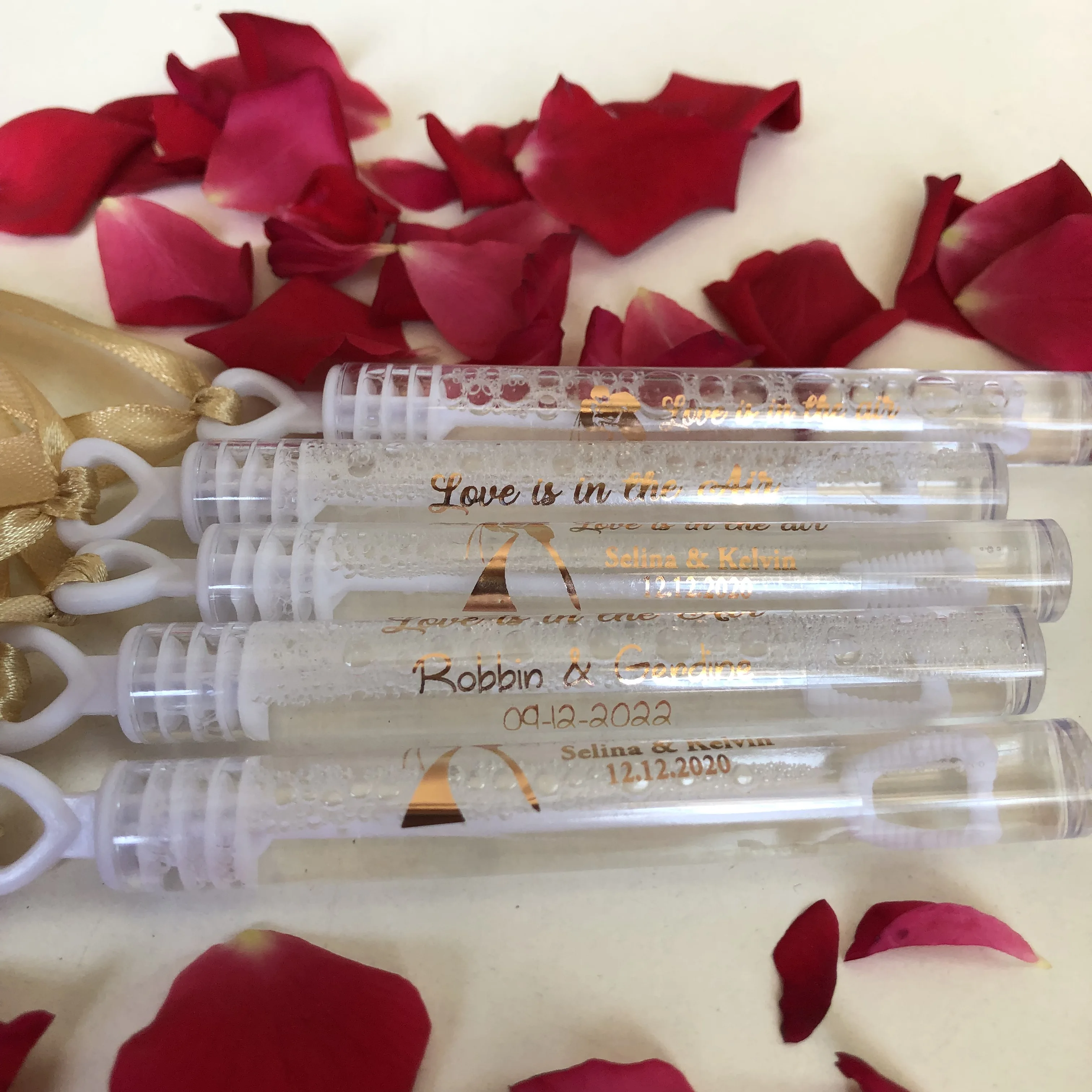 60 Персонализированная розовая Золотая именная наклейка Свадебные пузырьки