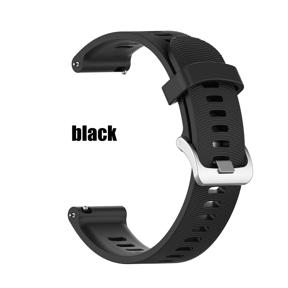 black 20 мм спортивный силиконовый ремешок для Garmin Forerunner 245 245 м 645 Vivoactive 3 Смарт-часы цветной браслет LEZ - Цвет: black