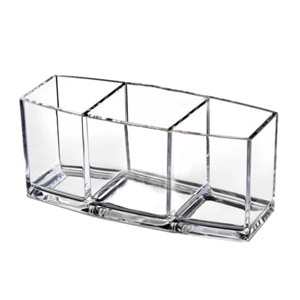 Clear Makeup Brush Holder Organizer 3 Slot Plastic Transparent Brushes Storage Box M88 | Красота и здоровье