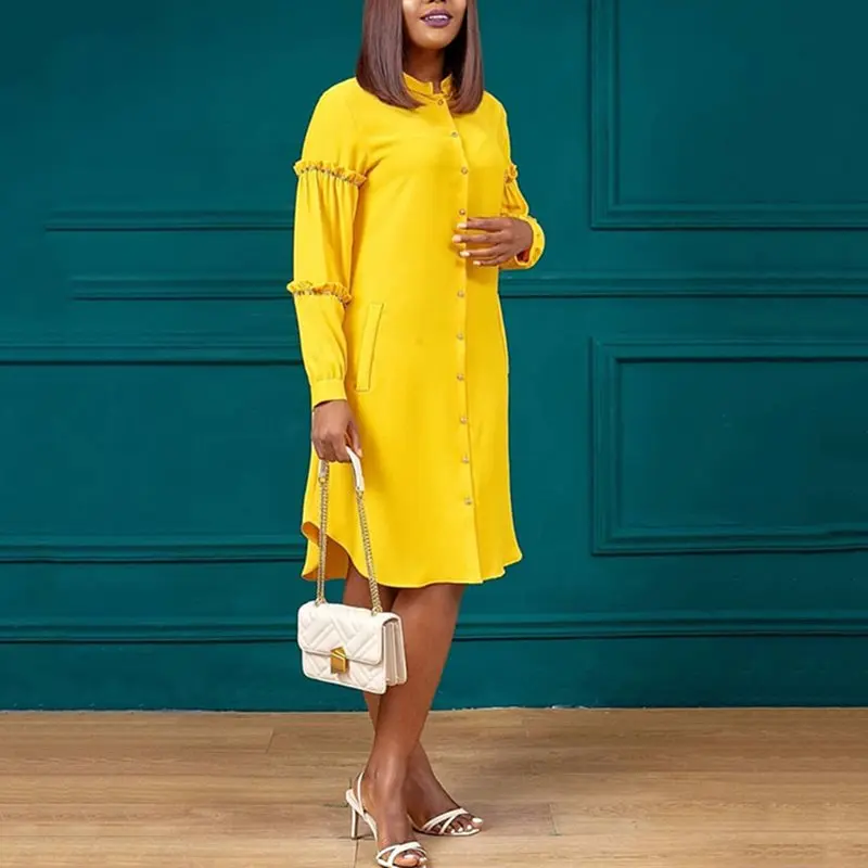 Прямое платье с длинным рукавом в африканском стиле для офиса вечерние платья