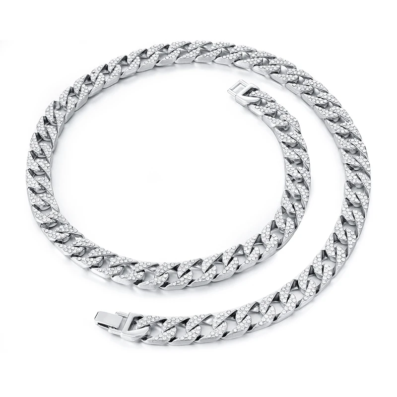 Мужская цепь из кубинской панцирной цепи Майами украшение под золото с фианитами