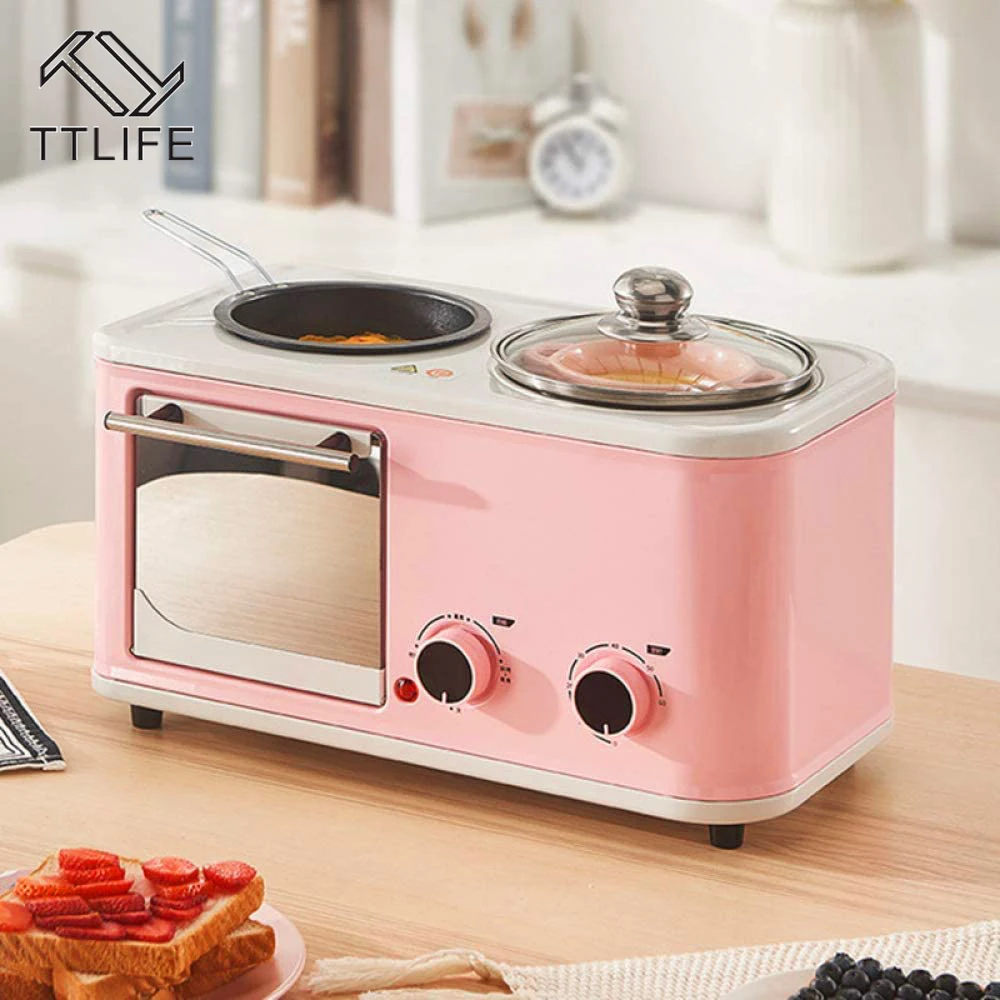 

TTLIFE электрическая 3-в-1 домашняя машина для завтрака, тостер для хлеба, духовка, омлет, сковорода, горячий горшок, котел, пароварка, набор прот...