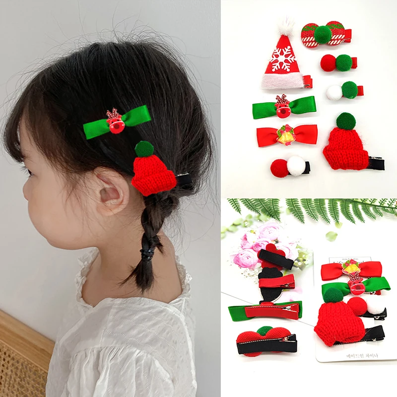 

4PCS/Set Christmas Gift Hairpins Santa Christmas Elk Christmas Tree Hairpin Cute Bowknot Barrettes Children Hair Accessories