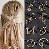 moon circle hairgrip triangle hair clip pin girls headwear metal geometric alloy barrette fashion woman hair accessories