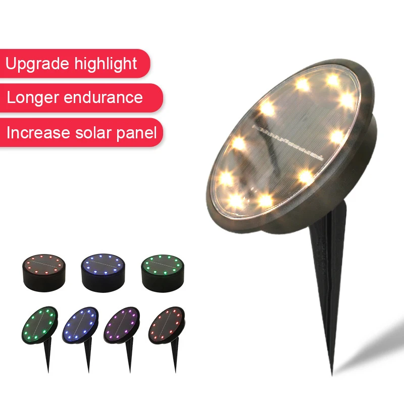 10Leds Solar Powered Disk Lights Pathway Outdoor Waterproof Garden Landscape Lighting for Yard Deck Patio | Освещение