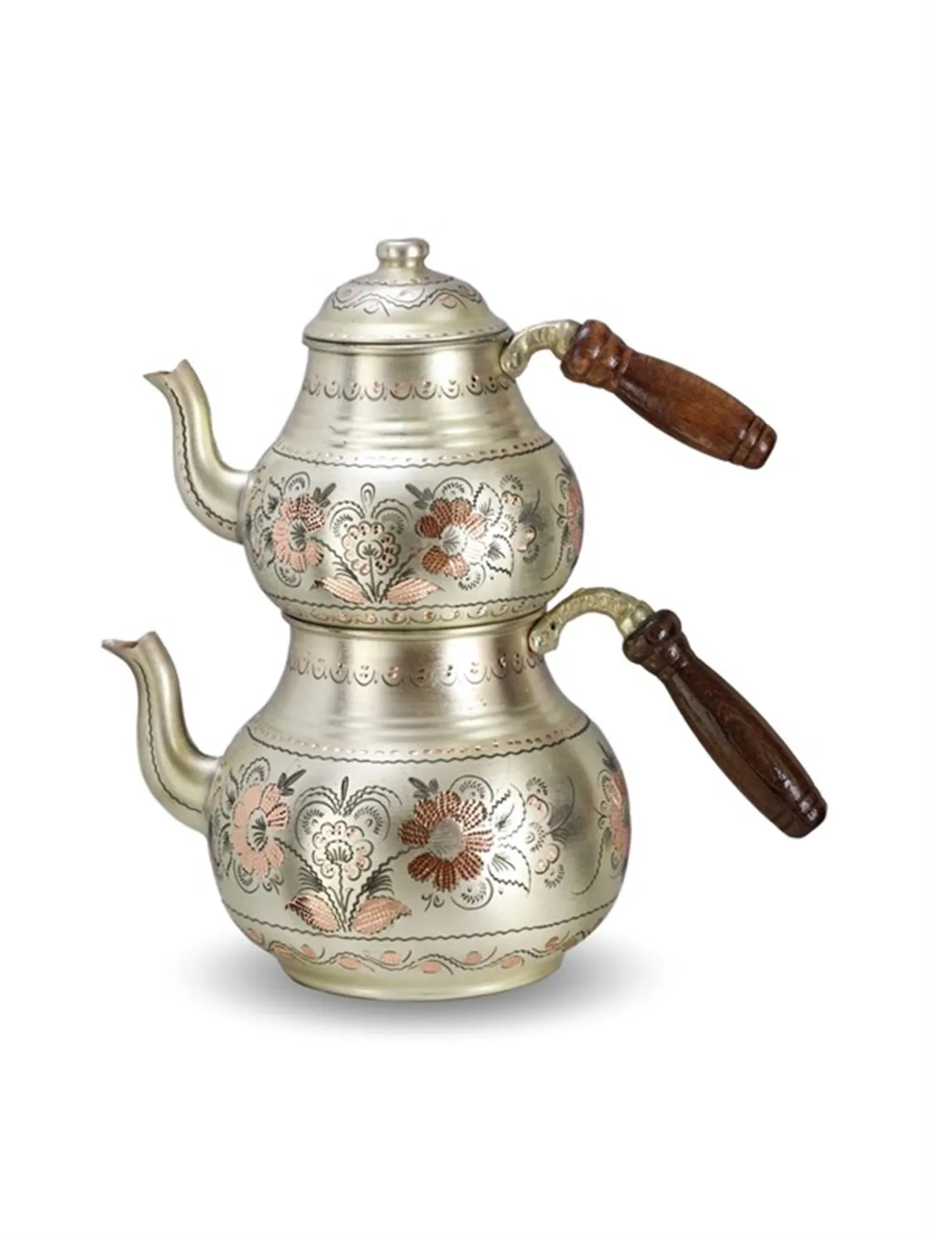 

Morya Copper Turkish Tea Pots Set 1teapot Warmer Coffee Teaware Kettle Infuser Vintage Kitchen Decor Handmade 2.5L
