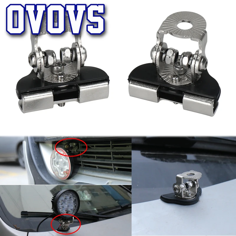 

1Pair Stainless Steel Car Light Holder LED Lamp Mounting Bracket Hood Engine Lamp Bracket Clips 4x4 Offroad Light Install Clamp