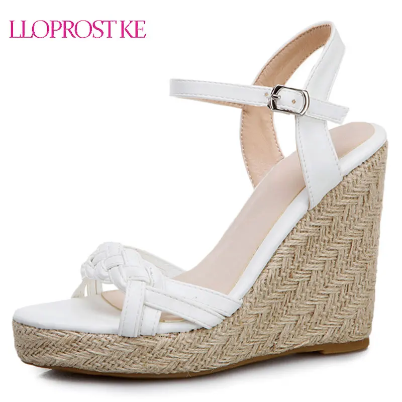 

Lloprost ke Ladies Shoes Woman Chaussure Gladiator Sandals Wedge Summer Sandals Platform Pumps Cross-Tied High Heels