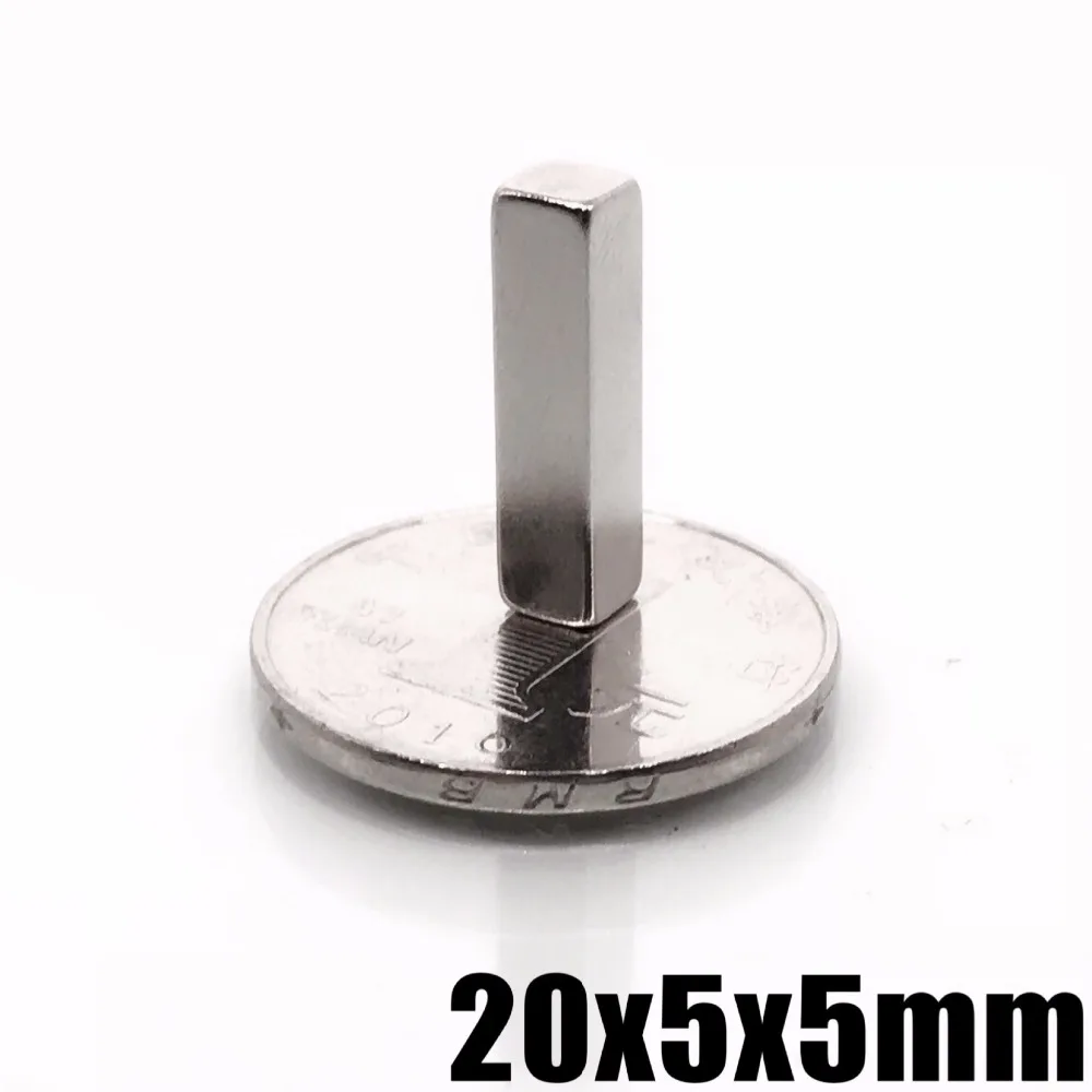 5-50pcs 20*5*5 Cuboid Block 20x5x5mm Super Strong N35 high quality Rare Earth magnets 20x5x5 Neodymium Magnet 20mm*5mm*5mm - купить по