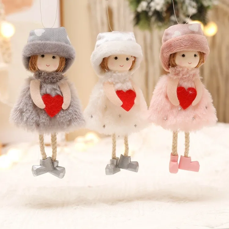 

1pc Christmas Doll Decoration 16CM*9CM Sequin Skirt Angel Girl Doll Pendant Plush Party Supplies Christmas Decoration