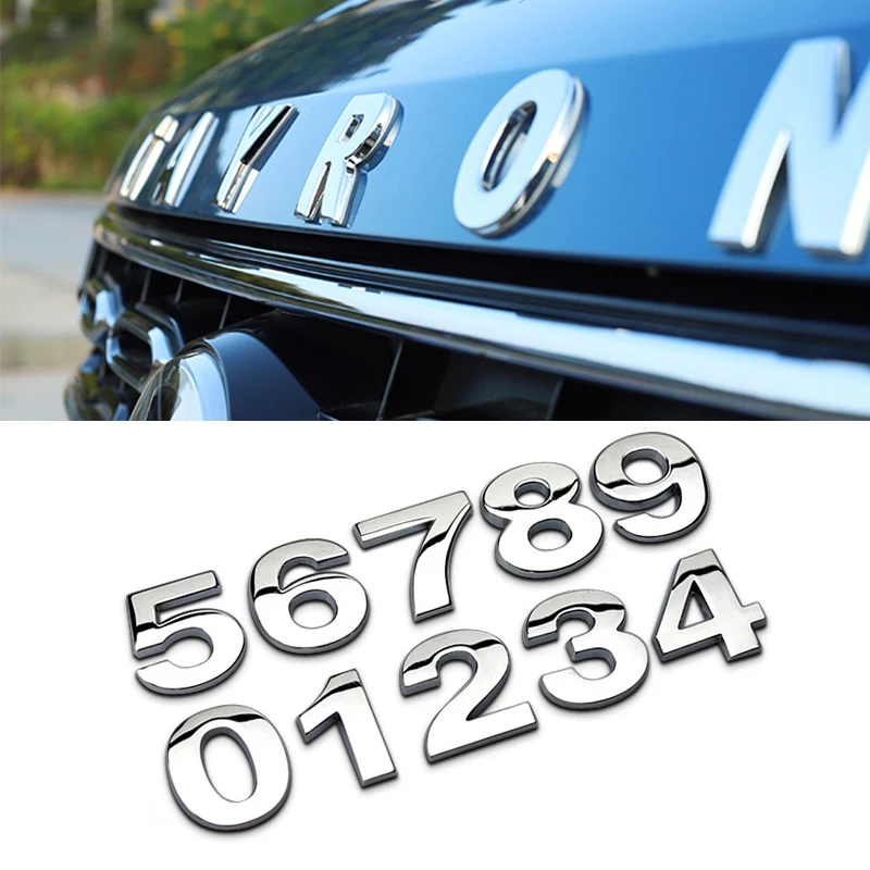 

3D Metal Alphabet Silver Badge Chrome Silver Letters Numbers Logo Car Sticker Car Styling Trunk Logo Letters Emblem for Audi BMW