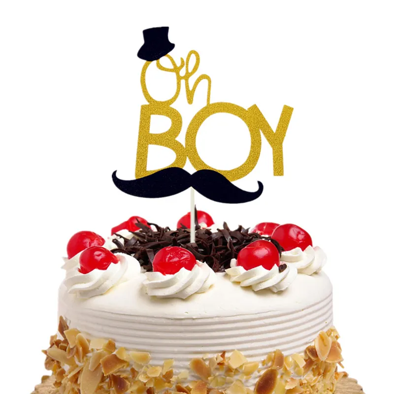 Торт Topper Oh Boy Little man усы кекс флажки для торта с днем рождения свадебное украшение