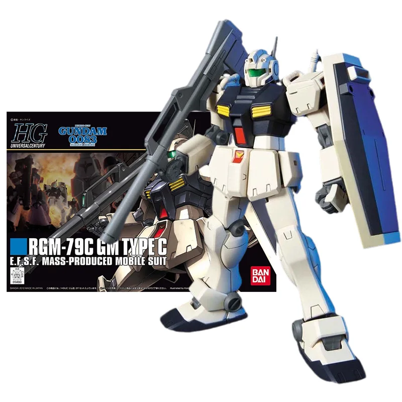

Bandai Genuine Gundam Model Kit Anime Figure HGUC RGM-79C GM Type C Collection Gunpla Anime Action Figure Toys for Children