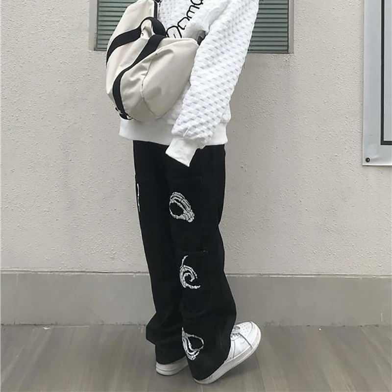 Брюки мужские оверсайз с широкими штанинами уличная одежда в стиле Харадзюку