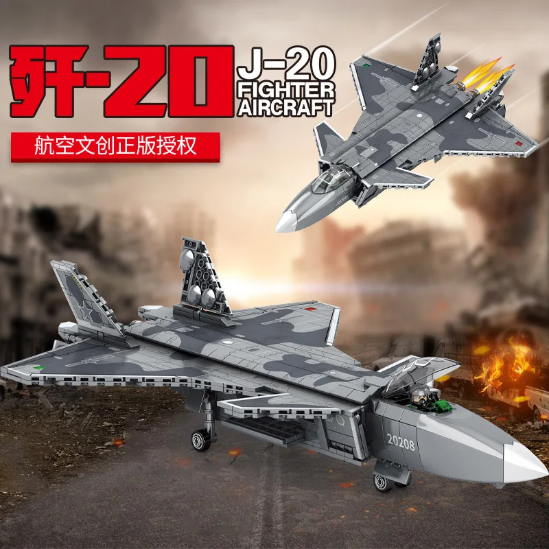 

Military War Weapon China's J-20 Aircraft Fighter Model Bricks Building Blocks Toys for Children Boys Kids Gifts 775Pcs