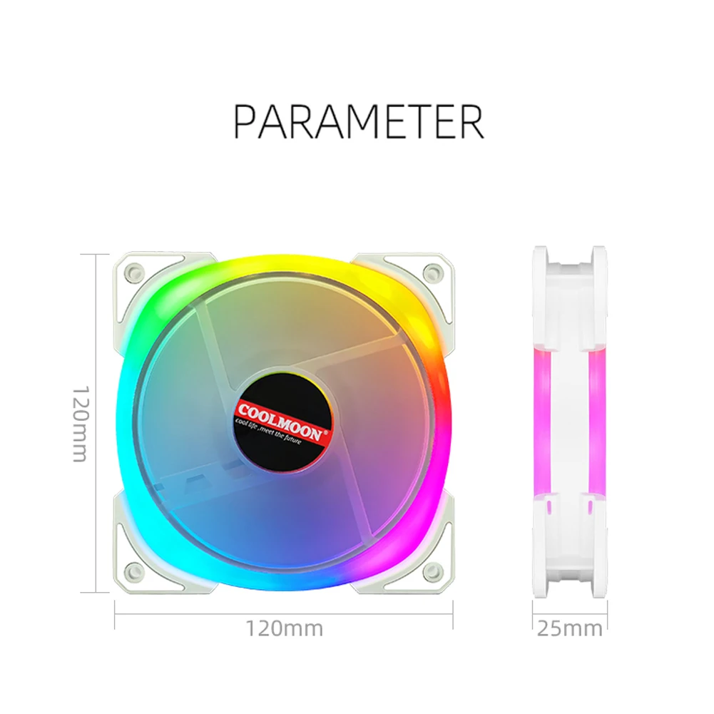 

120mm 5V 3Pin ARGB Cooler Desktop PC Case Quiet Radiator Cooling Fan for COOLMOON Household Computer Accessories