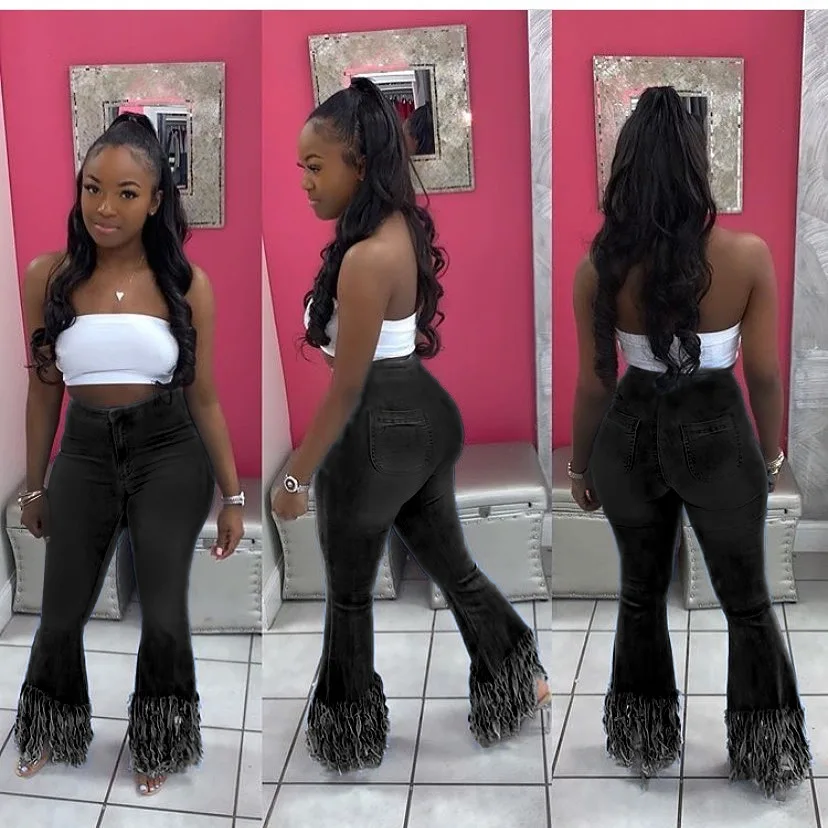 Джинсы-клеш Женские однотонные с высокой талией 3 цвета |