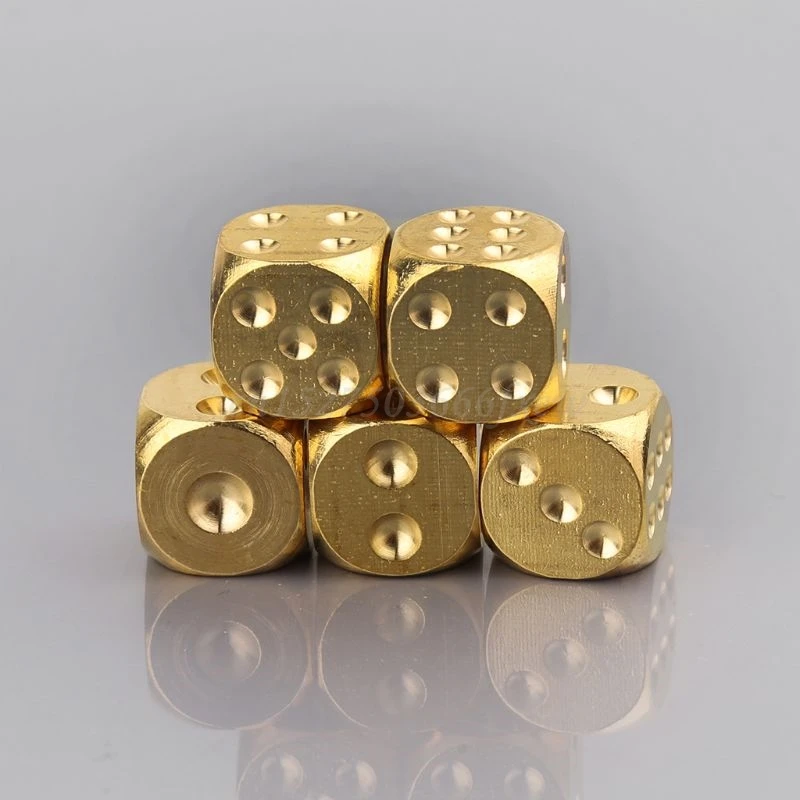 Твердая полированная латунь игральные кости 20 мм металлический куб медь покер