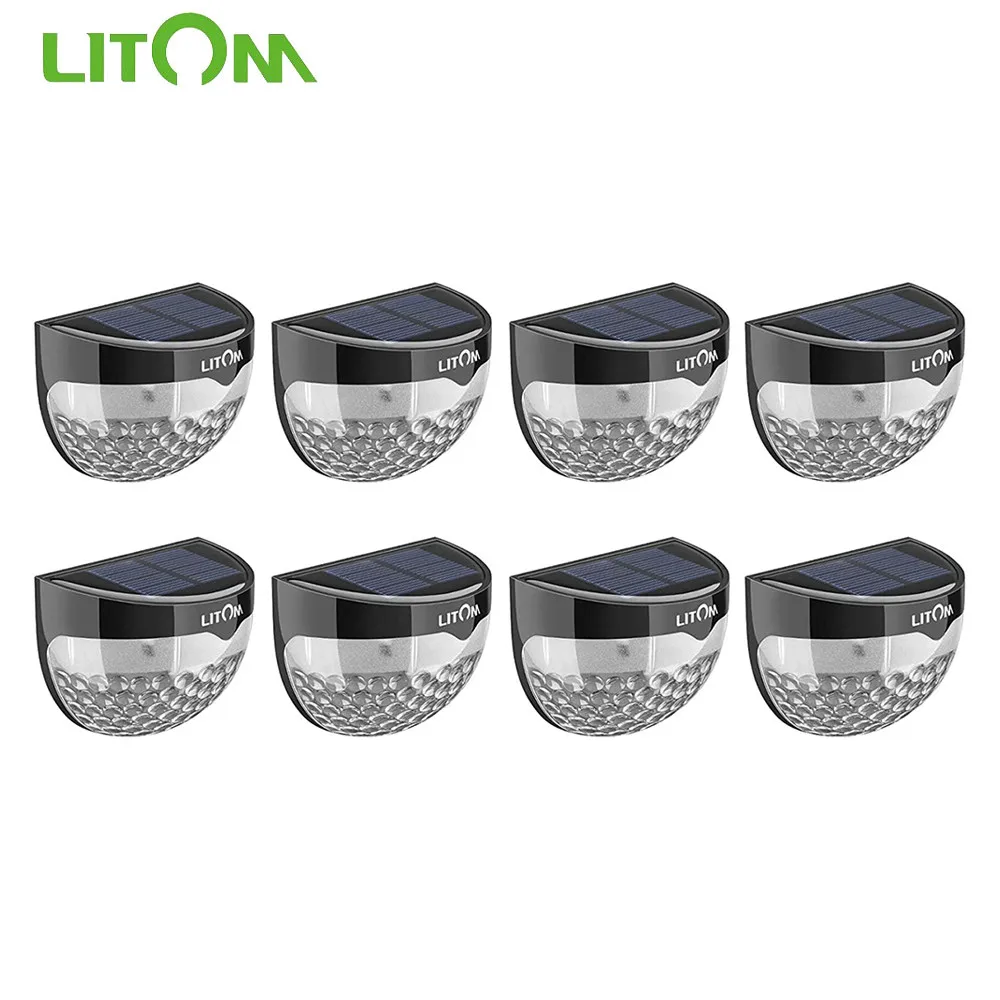 

8 Packs LITOM Garden Solar Fence Lights Bright LED Bulbs Solar Powered Lamp IP65 Waterproof 600mAh Battery Solar Night Lights
