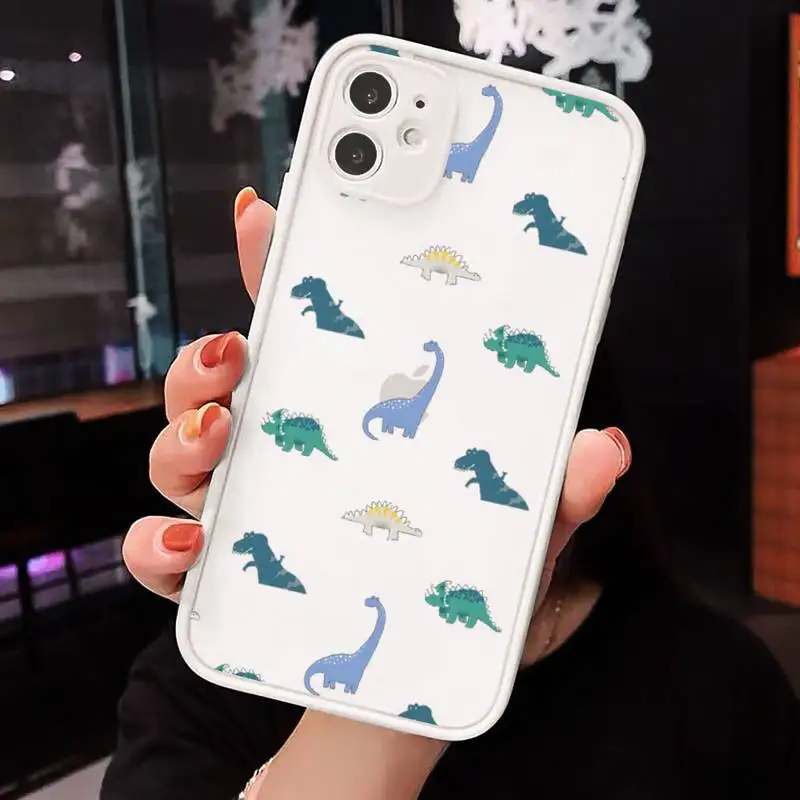 

Cute little dinosaur cartoon animal Phone Cases matte transparent For iphone 7 8 11 12 plus mini x xs xr pro max cover